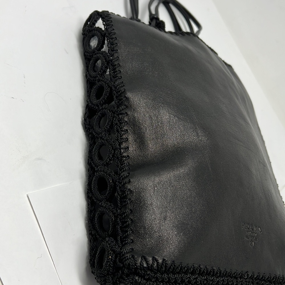 Prada Leather And Crochet Small Tote Bag - Picture 10 of 16